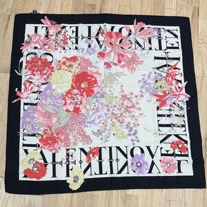 Authentic Valentino Silk Scarf with Floral Motif